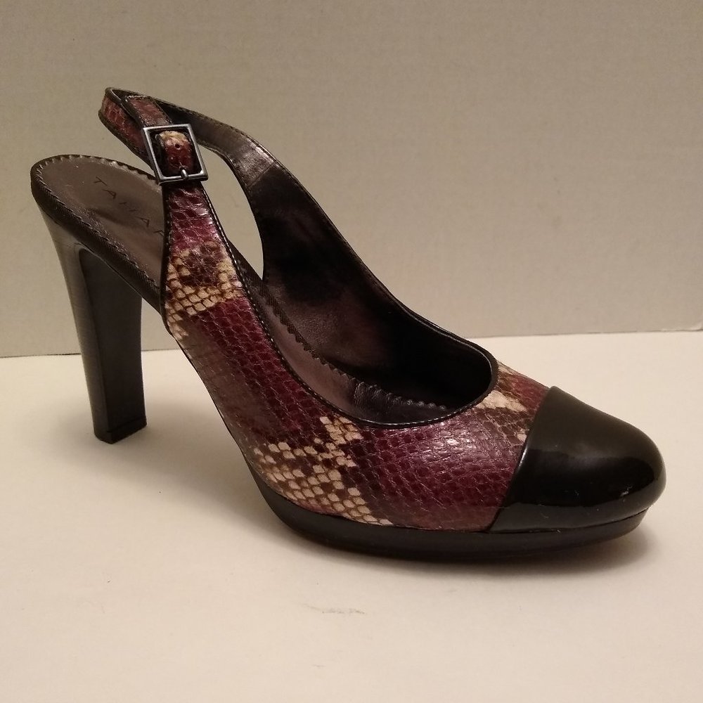 Tahari Burgundy, Tan & Brown Slingback Heels